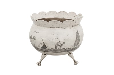 Lot 197 - An early 20th century Iraqi silver and niello sugar bowl, Omara circa 1930 signed Abed