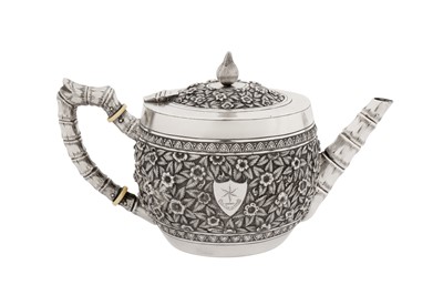 Lot 132 - A cased late 19th / early 20th Anglo - Indian silver bachelor teapot, Madras circa 1900 by Peter Orr and Sons