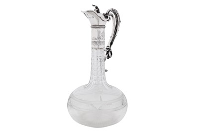 Lot 492 - A Victorian sterling silver mounted claret jug, London 1864 by George John Richards and Edward Charles Brown