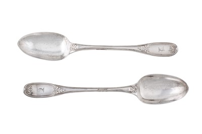 Lot 420 - A pair of Victorian sterling silver basting spoons, London 1855 by George Adams of Chawner and Co