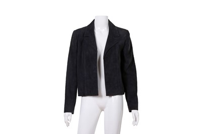 Lot 206 - Chanel Navy Suede Open Front Blazer - Size 38