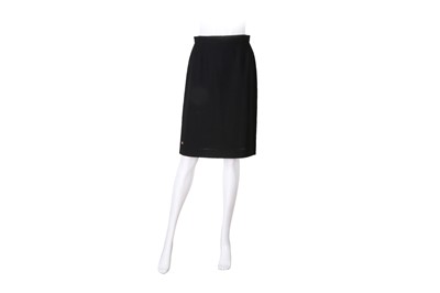 Lot 90 - Chanel Black Wool Crepe Straight Skirt - Size 40