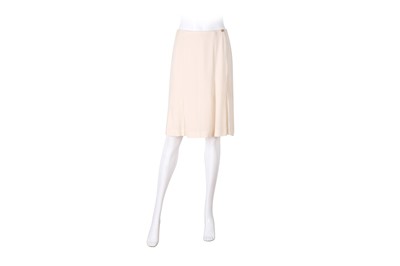Lot 430 - Chanel Cream Silk Pleat Front Skirt - Size 40