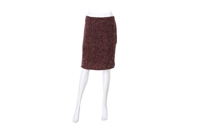 Lot 45 - Chanel Burgundy Wool Boucle Straight Skirt