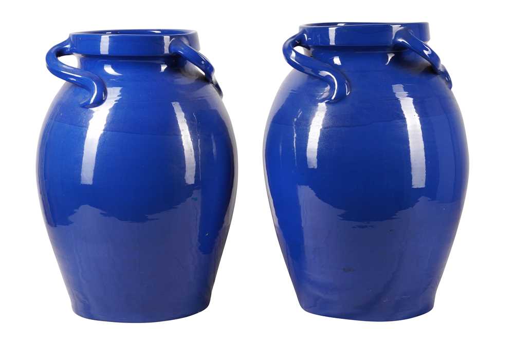 Lot 244 - A PAIR OF LARGE BRANNAM POTTERY VASES
