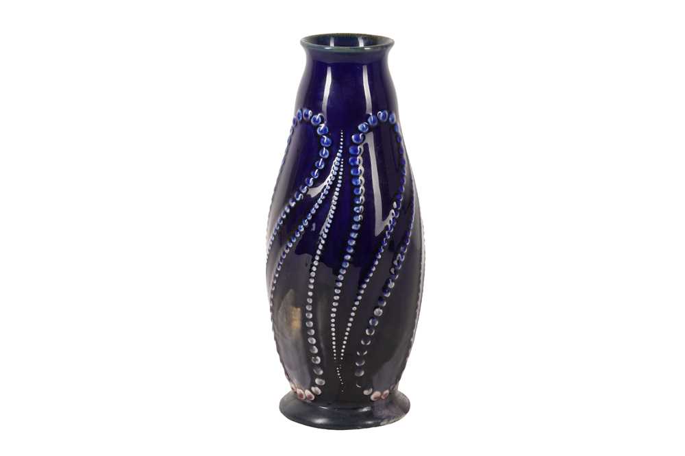 Lot 238 - A ROYAL DOULTON BLUE VASE AND TWO SLATERS VASES