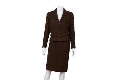 Lot 269 - Chanel Brown Wool Tweed Skirt Suit - Size 42
