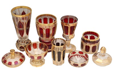 Lot 232 - A GROUP OF BOHEMIAN GLASS ITEMS, MOSER OR JOSEPHINENHUTTE, CIRCA 1900