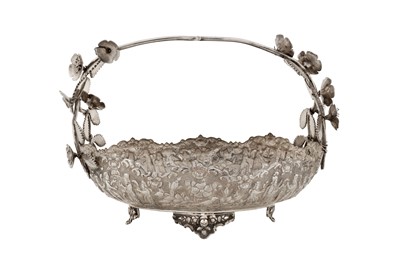 Lot 191 - A mid-20th century Persian (Iranian) unmarked silver fruit basket, Shiraz circa 1940