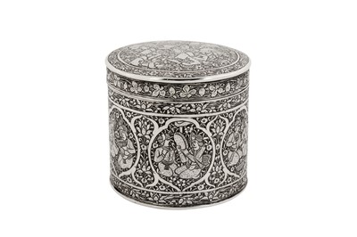 Lot 194 - An early 20th century Persian (Iranian) silver dressing table jar, Isfahan circa 1920