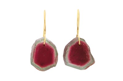 Lot 97 - A PAIR OR TOURMALINE EARRINGS
