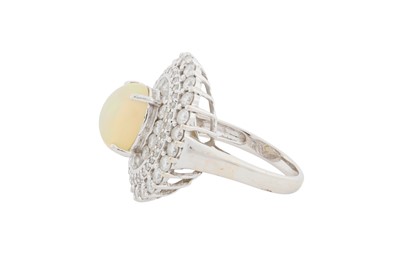 Lot 107 - AN OPAL AND DIAMOND CLUSTER RING