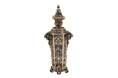 Lot 30 - A mid-19th century French silver cased and enamel scent bottle, Paris circa 1845 by Morel and Cie