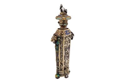 Lot 30 - A mid-19th century French silver cased and enamel scent bottle, Paris circa 1845 by Morel and Cie