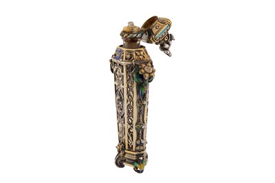 Lot 30 - A mid-19th century French silver cased and enamel scent bottle, Paris circa 1845 by Morel and Cie