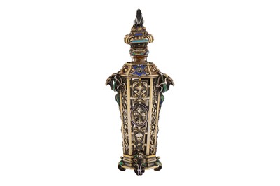 Lot 30 - A mid-19th century French silver cased and enamel scent bottle, Paris circa 1845 by Morel and Cie