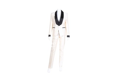 Lot 497 - Tom Ford Ivory Silk Tuxedo Trouser Suit - Size 42 & 40
