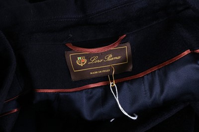 Lot 192 - Loro Piana Navy Cashmere Belted Long Coat - Size 42