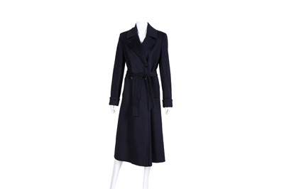 Lot 192 - Loro Piana Navy Cashmere Belted Long Coat - Size 42