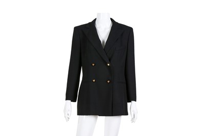 Lot 405 - Chanel Black Crepe CC Double Breasted Blazer - Size 40