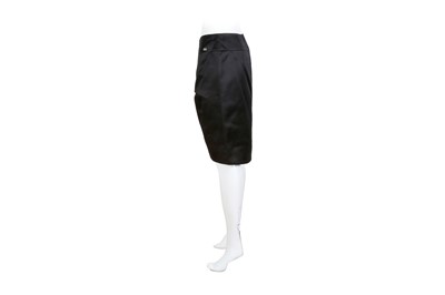 Lot 99 - Chanel Black Silk Satin Ruched Skirt - Size 40