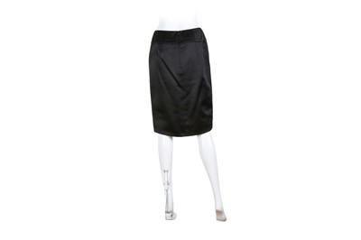 Lot 99 - Chanel Black Silk Satin Ruched Skirt - Size 40