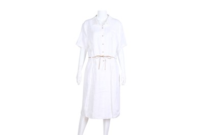 Lot 515 - Escada White Linen Shirt Dress - Size 44