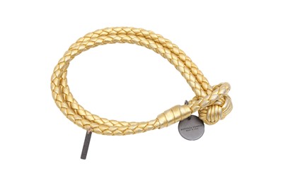 Lot 374 - Bottega Veneta Gold Intrecciato Knot Bracelet - Size M