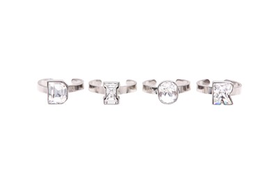 Lot 480 - Dior Crystal Logo Four Letter Ring Set