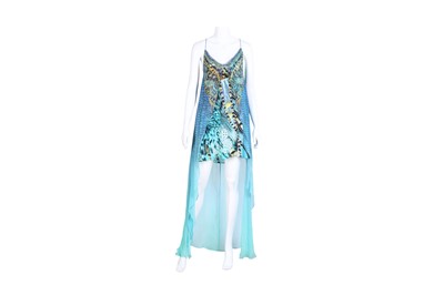 Lot 180 - Camilla Blue Silk Marine Queen Mini Overlay Dress - Size S