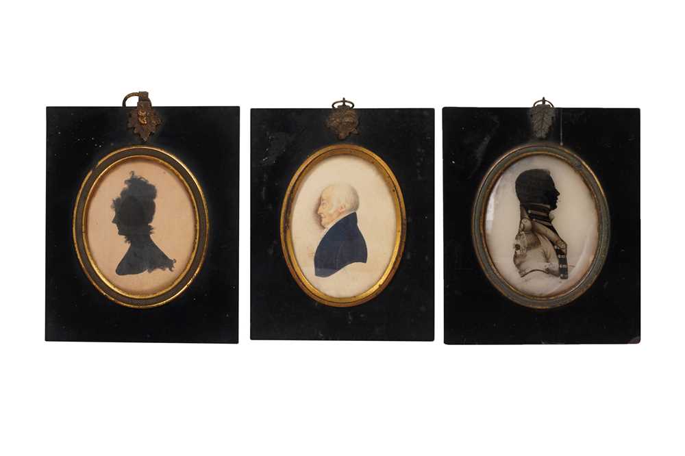 Lot 363 - A GROUP OF THREE 19TH CENTURY PROFILE PORTRAIT MINIATURES