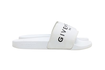 Lot 512 - Givenchy Men's White Logo Slide Sandal - Size 41
