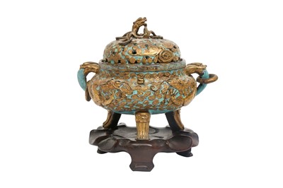 Lot 145 - A CHINESE TROMPE L'OEIL MOULDED CENSER AND COVER