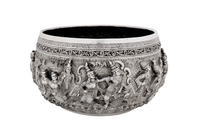 Lot A mid-20th century Burmese silver bowl, Rangoon circa 1950