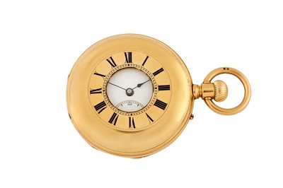 Lot 504 - COURVOISIER FRERES HALF HUNTER POCKET WATCH - 18CT GOLD