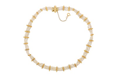 Lot 169 - A SEED PEARL MULTI-STRAND CHOKER NECKLACE