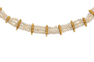 Lot 169 - A SEED PEARL MULTI-STRAND CHOKER NECKLACE