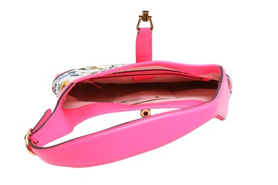 Lot 44 - Gucci Neon Pink Flora Medium Jackie Bag