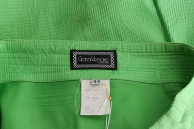 Lot 220 - Gianni Versace Lime Green Graffiti Skirt Suit - Size 44