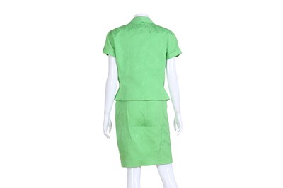 Lot 220 - Gianni Versace Lime Green Graffiti Skirt Suit - Size 44