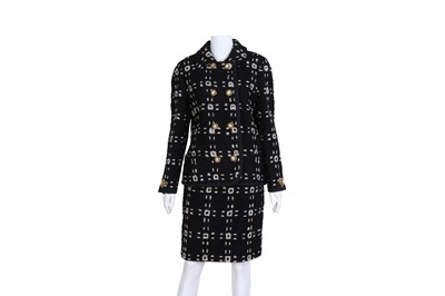 Lot 511 - Gianni Versace Black Wool Boucle Skirt Suit - Size 42