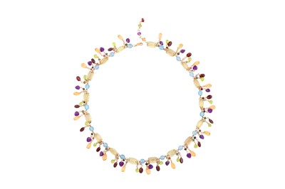 Lot 134 - A MULTI-GEM SET NECKLACE AND EARRING SUITE