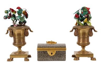 Lot 157 - A PAIR OF SMALL BRONZE CAMPANA URNS, 19TH CENTURY