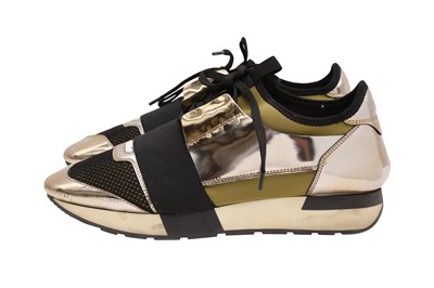 Lot 272 - Balenciaga Metallic Gold Race Runner Trainer - Size 39