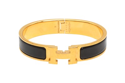 Lot 415 - Hermes Black Enamel Clic Clac H Bracelet - Size PM