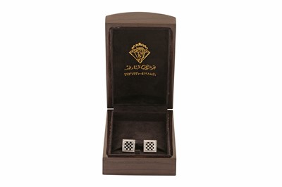 Lot 511 - A PAIR OF DIAMOND CHECKERBOARD CUFFLINKS