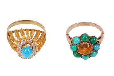 Lot 3 - TWO TURQUOISE RINGS