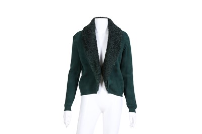 Lot 235 - Gianni Versace Forest Green Wool Ribbed Cardigan