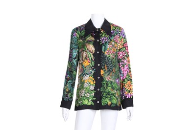 Lot 219 - Gucci Silk Deer And Floral Print Shirt - Size 40