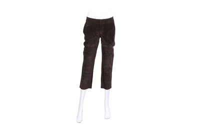 Lot 268 - Gucci Brown Heavy Suede Cropped Trouser - Size 42